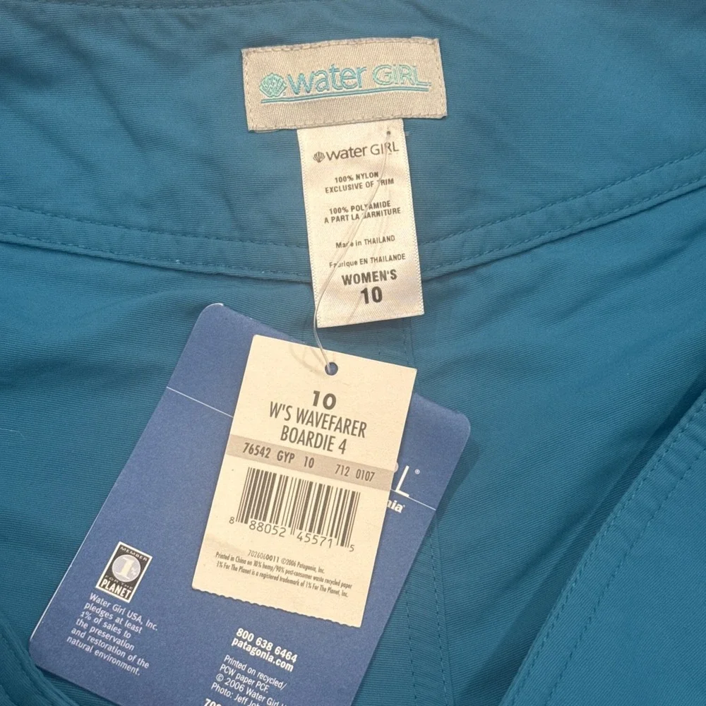 PATAGONIA Women 10 WATER GIRL Board Short Teal Nylon Drawstring Gorpcore NEW